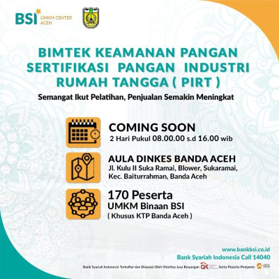BIMTEK KEAMANAN PANGAN DAN SERTIFIKASI PANGAN INDUSTRI RUMAH TANGGA (PIRT)